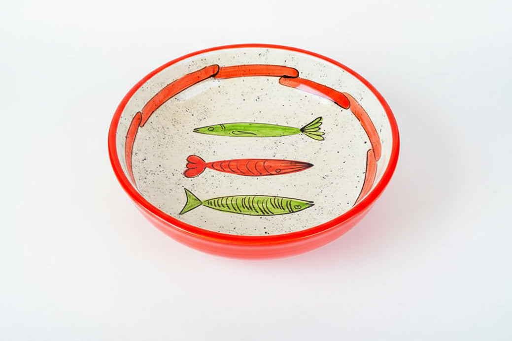 Schale "Sardinen" außen orange (Ø 23 cm Höhe: 6cm )