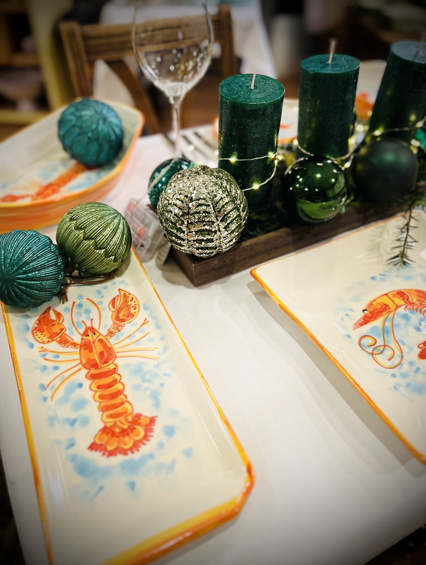 Servierplatte eckig/länglicher Teller "Fred der Hummer" (36 cm x 16 cm)