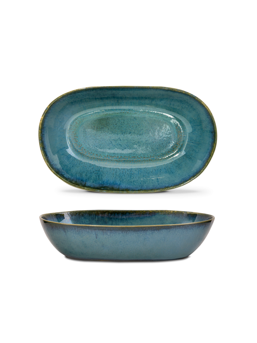 Tiefe Ovale Servierplatte Medium Green 32,5 x 20 x 7,4 cm "Amazonia green"