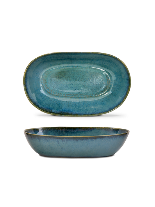Tiefe Ovale Servierplatte Medium Green 32,5 x 20 x 7,4 cm "Amazonia green"
