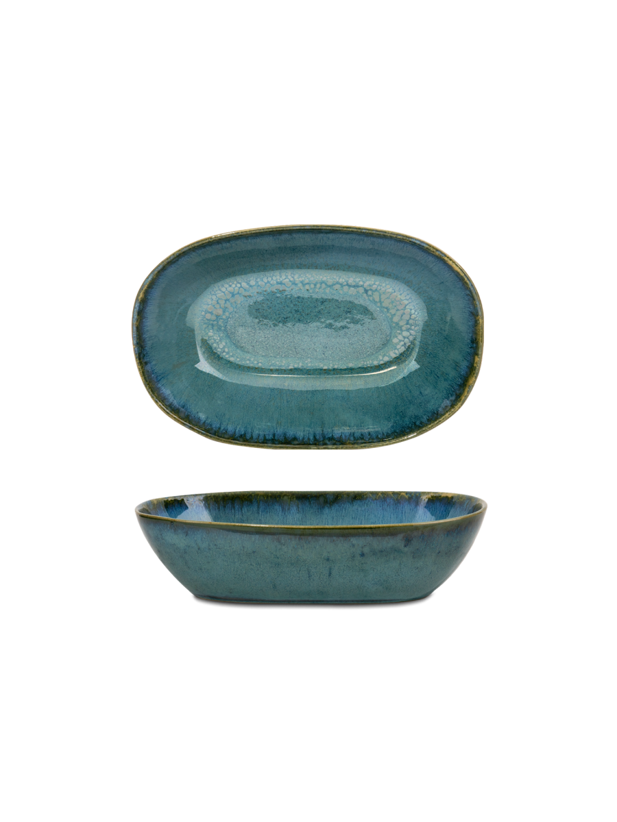 Tiefe Ovale Servierplatte Medium Green 25 x 16,5 x 6,5 cm "Amazonia green"