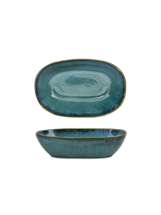 Tiefe Ovale Servierplatte Medium Green 25 x 16,5 x 6,5 cm "Amazonia green"